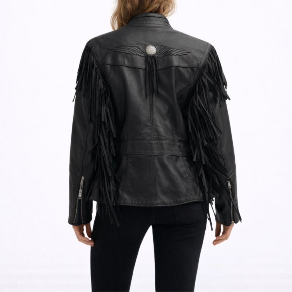 Harley Davidson Women's Black Fringe Leather Jacket